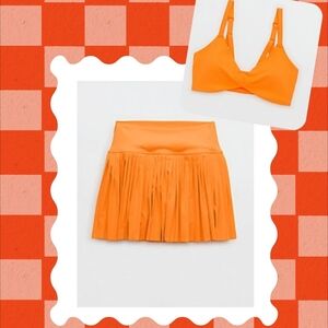 Orange Sports Bra and Skirt Set